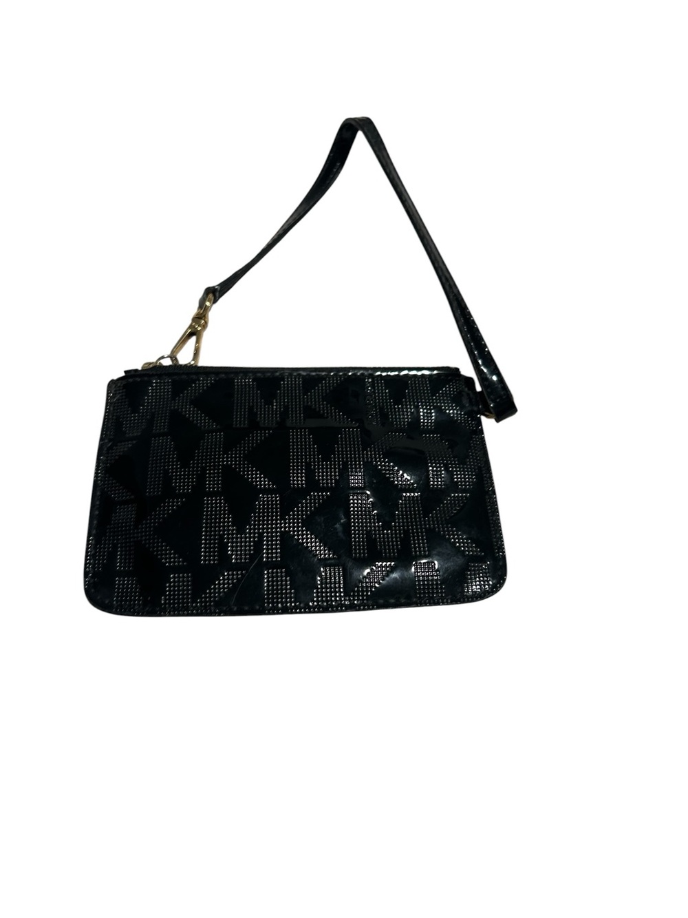 Michael Kors Black Patent Logo Wristlet with Gold Plate - Picture 3 of 4